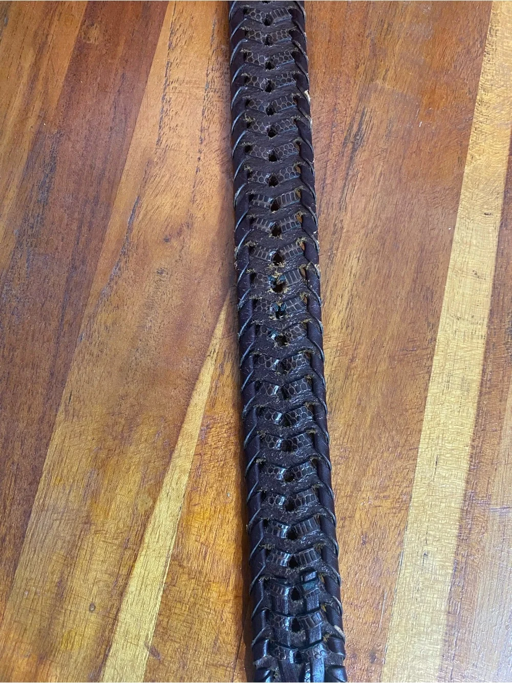 VINTAGE Men's Woven Leather Belt SIZE 34 - Brown
